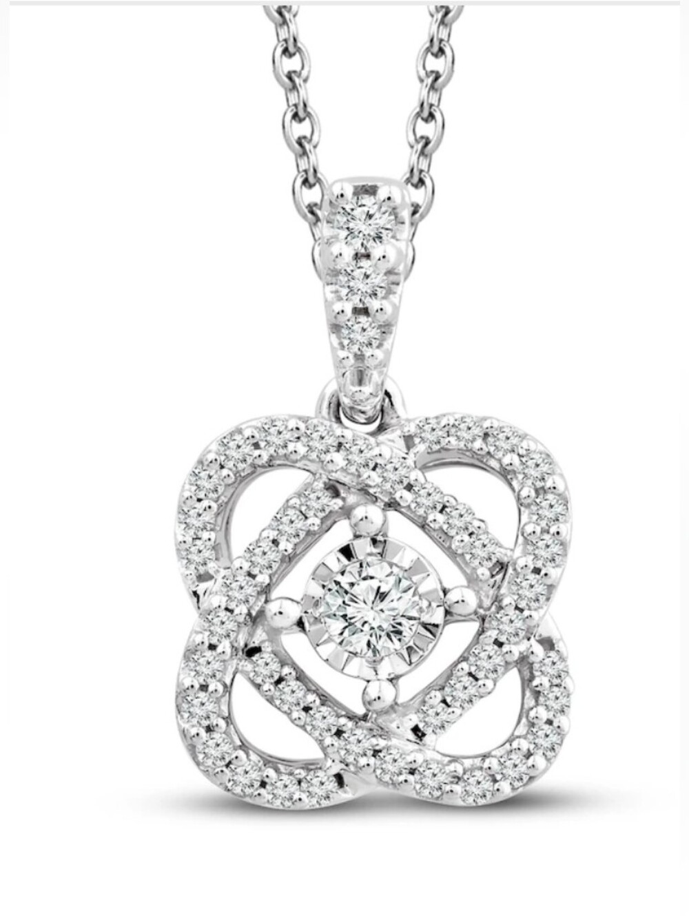 Kay Jewelers "Center Of Me" 1/5ct Tw 10k Stamped Knot Pendant Necklace and Studs - Picture 10 of 14